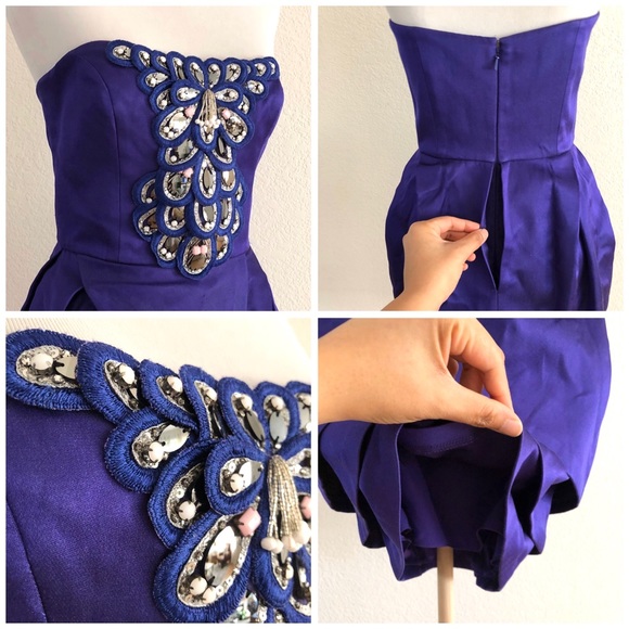 Temperly London Embellished Strapless Satin Dress - Picture 7 of 9